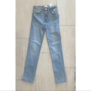ZARA STRAIGHT LEG ANKLE SLIT JEANS